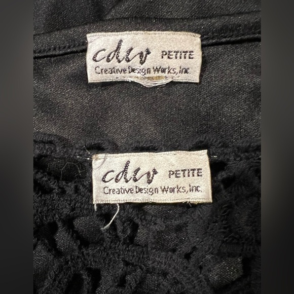 CDW Creative Design Works Women Black 3/4 Sleeve Blouse Petite - Picture 9 of 9